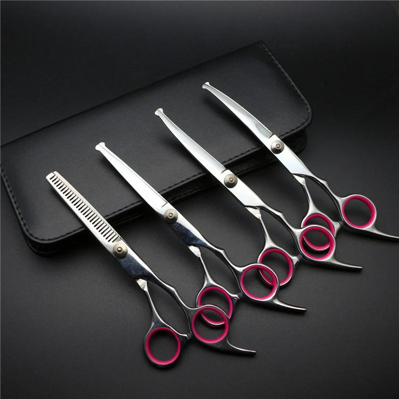 Safe Stainless Steel Pet Scissors for Dog Grooming Comfortable Rounded Tips Curved Dog Scissors Kit Tools Gift Comb