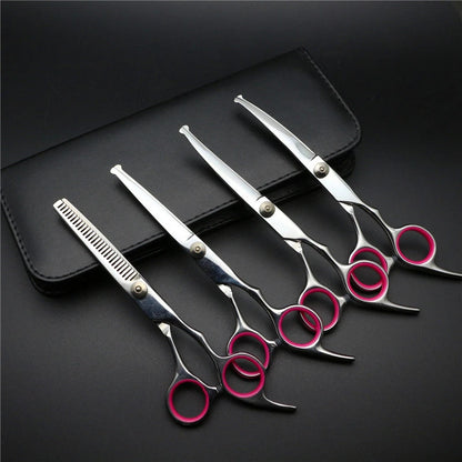 Safe Stainless Steel Pet Scissors for Dog Grooming Comfortable Rounded Tips Curved Dog Scissors Kit Tools Gift Comb
