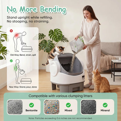 Warcat Next-Gen Automatic Open-Top Cat Litter Box - Simplified Self-Cleaning Model with 360° Safety Protection, Reliable Sensors, 8 L Capacity, App-Free Design for Seniors #Tiktokshopsummersale #Summersale, Automatic Litter Boxes, Self Cleaning Litter Box