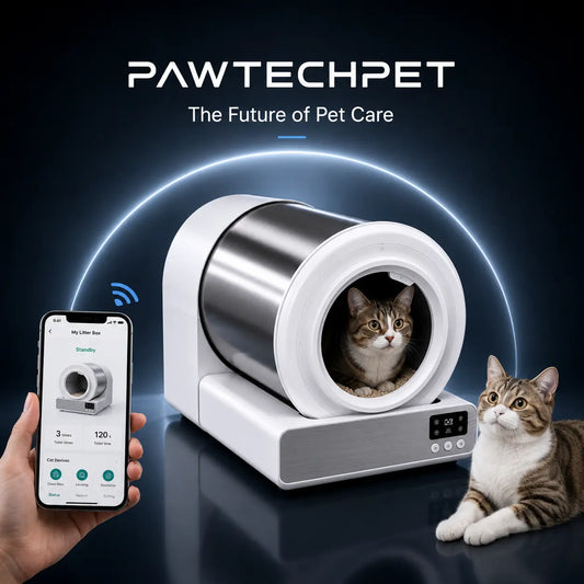 【 Self Cleaning Litter Box】Pawtech Stainless Steel Smart Low-Noise Auto-Cleaning Cat Litter Box (60L) - 2.4G Wifi App-Controlled, Equipped with Smart Sensors, Safety Protection, Easy Maintenance #Catlitterbox#Smartlitterbox#Petessentials#Catlovers Campin