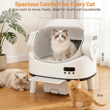 Linvivon Automatic Cat Litter Box App Control 2.4Ghz Wifi Safety Protection Large Capacity for Multiple Cats Safety Sensors Protection 21 × 17.5 × 24.1 In
