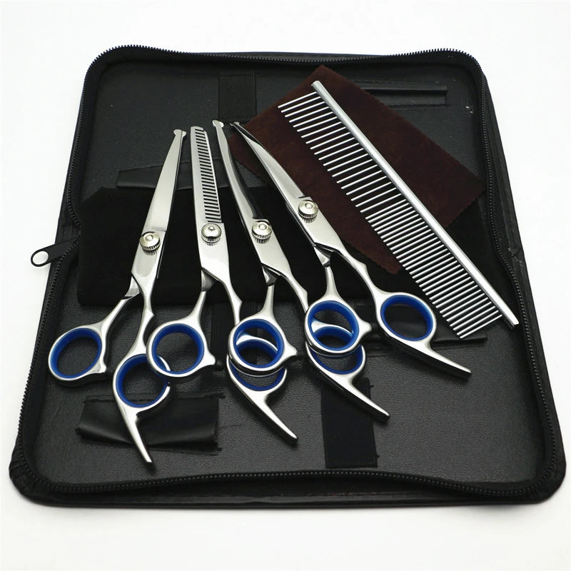 Safe Stainless Steel Pet Scissors for Dog Grooming Comfortable Rounded Tips Curved Dog Scissors Kit Tools Gift Comb