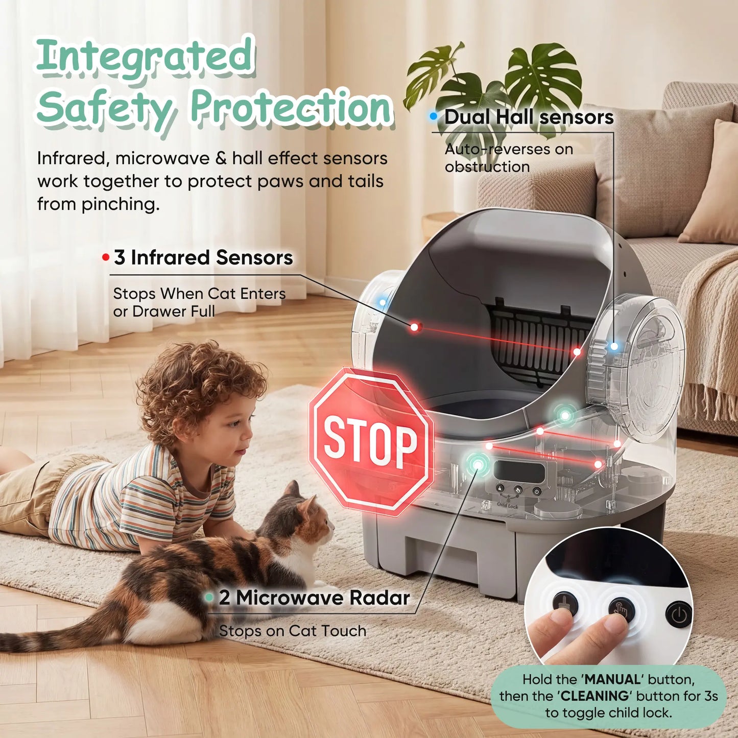 Warcat Next-Gen Automatic Open-Top Cat Litter Box - Simplified Self-Cleaning Model with 360° Safety Protection, Reliable Sensors, 8 L Capacity, App-Free Design for Seniors #Tiktokshopsummersale #Summersale, Automatic Litter Boxes, Self Cleaning Litter Box