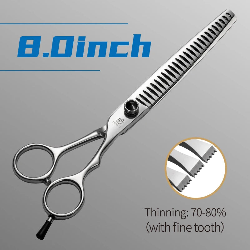 7.0/7.5/8.0 Inch Professional Dogs Positionable Chunker Grooming Scissors Thinning Shears for Dogs/Cats Thinning Rate 80%
