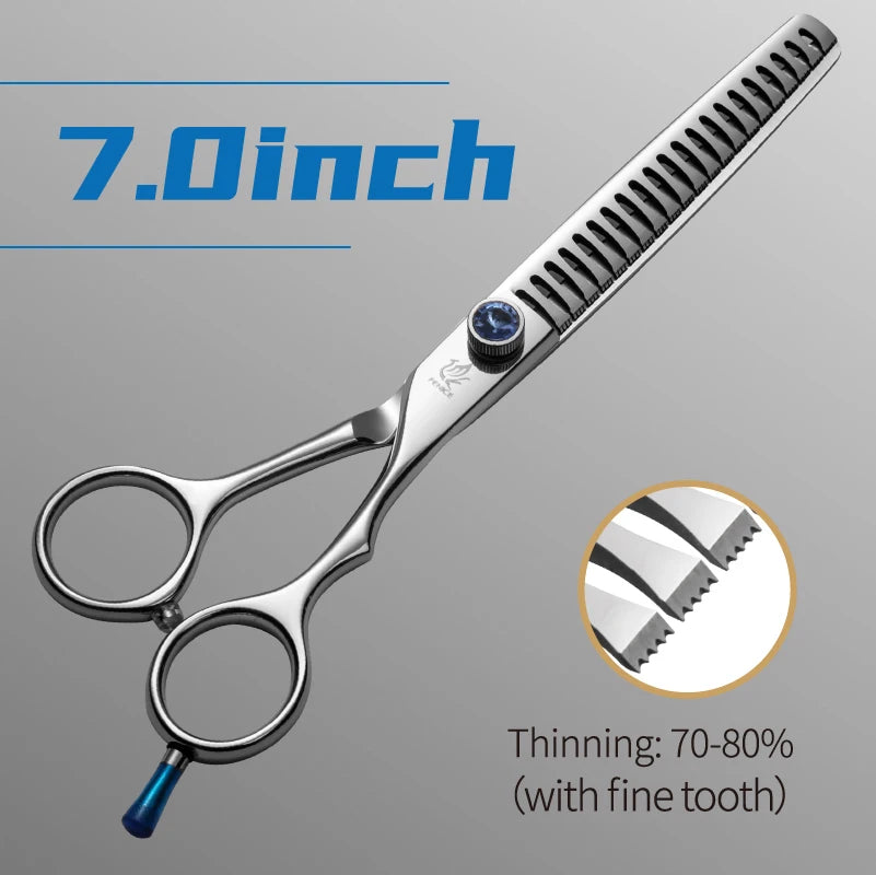 7.0/7.5/8.0 Inch Professional Dogs Positionable Chunker Grooming Scissors Thinning Shears for Dogs/Cats Thinning Rate 80%