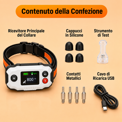 Collare GPS per tracciamento/ Recinzione GPS Wireless , Collare  IP67 con Avviso di Sicurezza a Vibrazione e Stimolazione Statica, , Senza Fili per Esterni