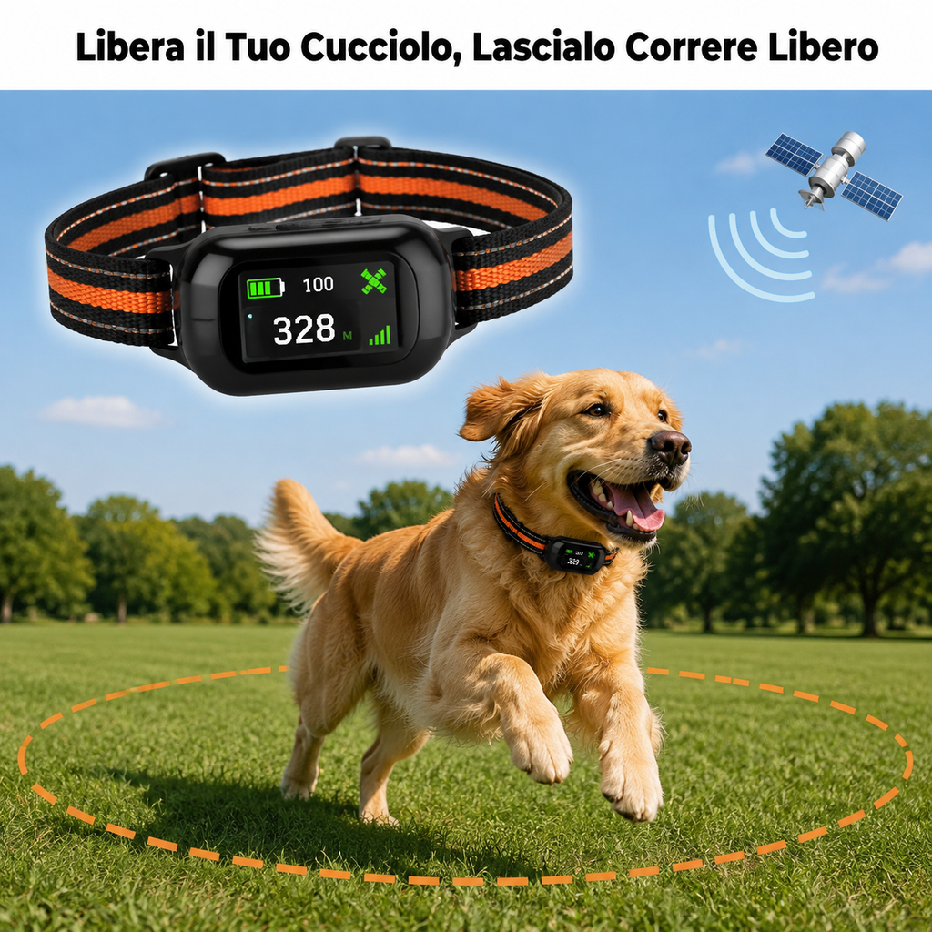 Collare GPS per tracciamento/ Recinzione GPS Wireless , Collare  IP67 con Avviso di Sicurezza a Vibrazione e Stimolazione Statica, , Senza Fili per Esterni