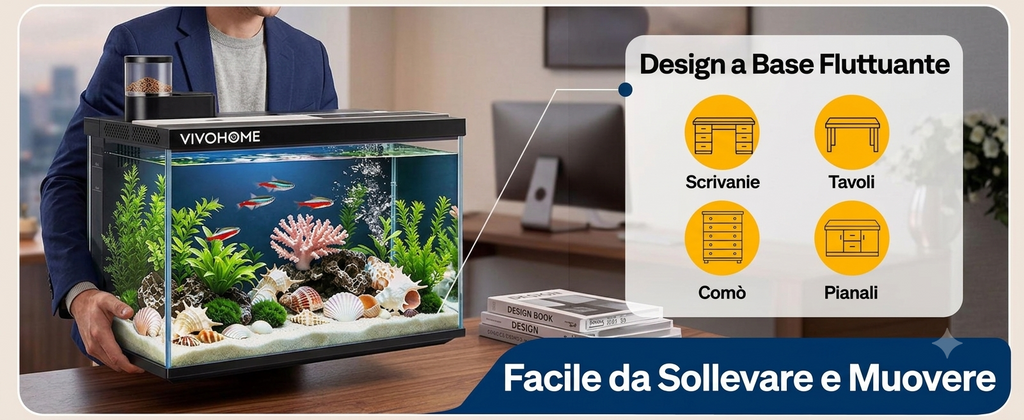 Acquario Intelligente  da 19/7.6 Litri con Controllo tramite APP, Kit di Avviamento per Acquario con Mangiatoia Automatica, Display della Temperatura, Luce LED RGB, Vasca Autopulente