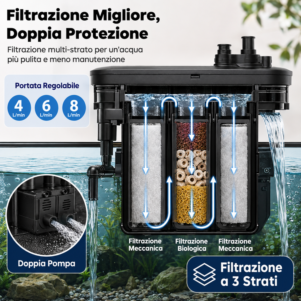 Acquario Intelligente  da 19/7.6 Litri con Controllo tramite APP, Kit di Avviamento per Acquario con Mangiatoia Automatica, Display della Temperatura, Luce LED RGB, Vasca Autopulente