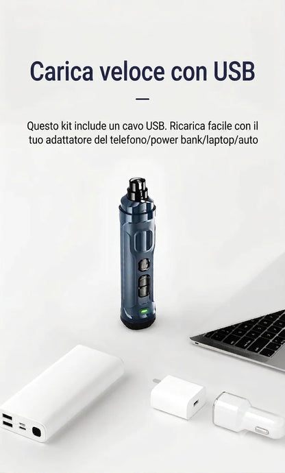 Lima elettrica per unghie di cani con doppia luce LED (8000-10000 giri/min) – Potente rifinitore per cani, gatti e piccoli animali