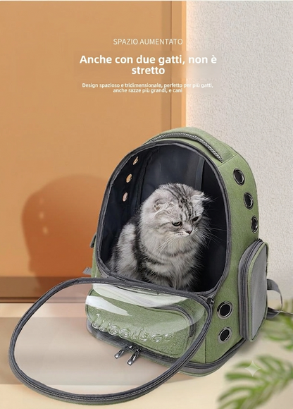 Zaino Trasportino per Animali Domestici a Capsula Spaziale – Traspirante in Rete con Oblò Trasparente, Portatile per Gatti e Cani Piccoli per Viaggi, Trekking e Uso Giornaliero