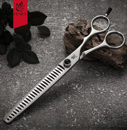Forbici professionali da toelettatura per cani e gatti (18 cm / 19 cm / 20 cm) – Modello "Chunker" (dentatura larga) – Percentuale di sfoltimento 80%