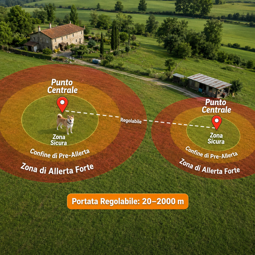 Collare GPS per tracciamento/ Recinzione GPS Wireless , Collare  IP67 con Avviso di Sicurezza a Vibrazione e Stimolazione Statica, , Senza Fili per Esterni