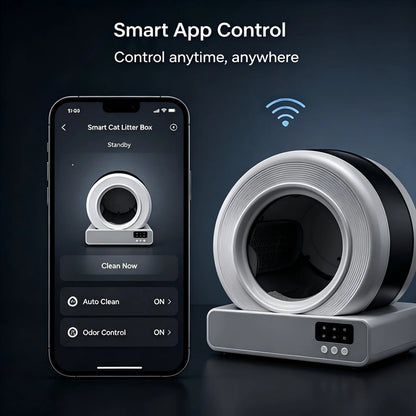 【 Self Cleaning Litter Box】Pawtech Stainless Steel Smart Low-Noise Auto-Cleaning Cat Litter Box (60L) - 2.4G Wifi App-Controlled, Equipped with Smart Sensors, Safety Protection, Easy Maintenance #Catlitterbox#Smartlitterbox#Petessentials#Catlovers Campin