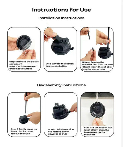 Interactive Bird Cat Toy with Suction Cup Base, Self-Play Feather Wand for Indoor Cats, 7 Replacement Birds with Bells
