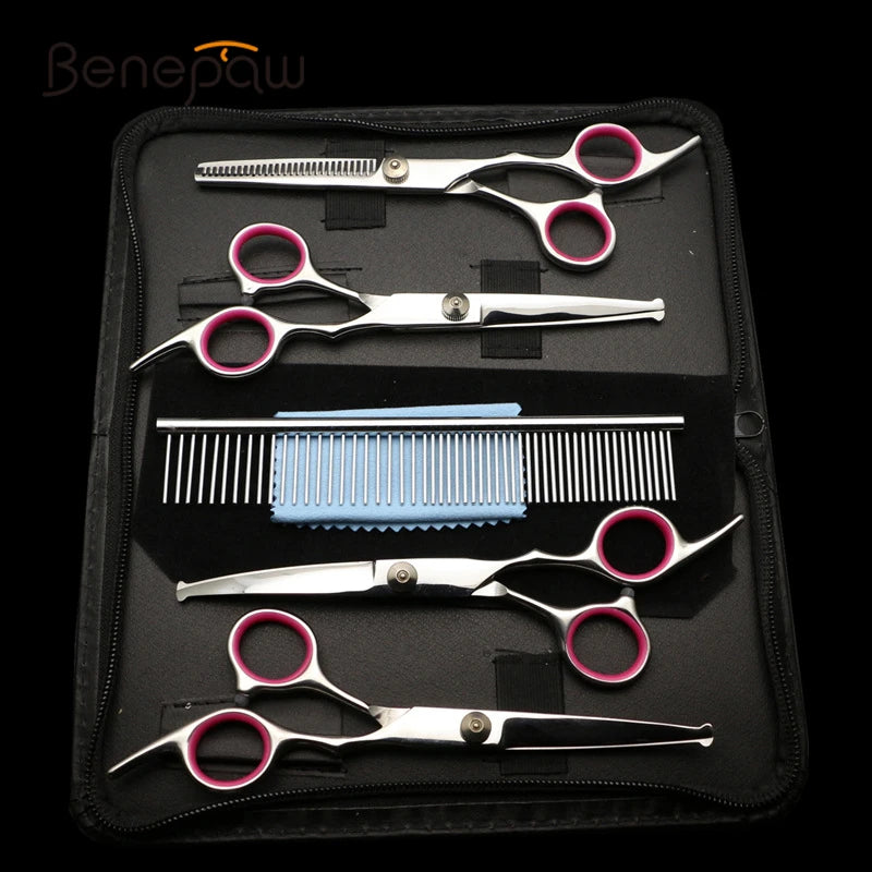 Safe Stainless Steel Pet Scissors for Dog Grooming Comfortable Rounded Tips Curved Dog Scissors Kit Tools Gift Comb